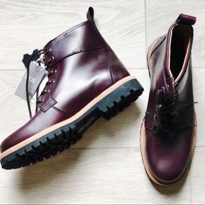 Genuine Leather Chunky Boots (Maroon) H&M SZ9